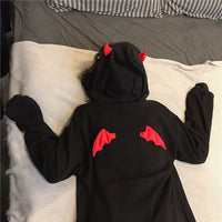 Women’s Black Hoodie with Wing Detail | Casual Oversized Ladies Sweatshirt