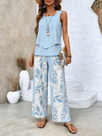Sleeveless Two-Piece Set | Straight Leg Trousers | Chic Look