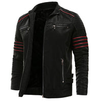 Men’s Leather Jacket | Black Faux Leather Biker Style Winter Coat