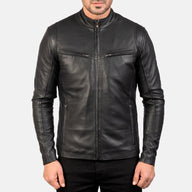 Men’s Black Biker Jacket in Modern Slim Fit | Stylish Leather Look Jacket