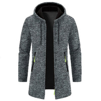 Men’s Zip Up Cardigan in Longline Hoodie Style | Warm Knitted Jumper
