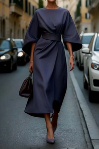 Women’s Belted Maxi Dress in Flowing Autumn Style | Elegant Occasion Dress