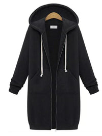 Women’s Longline Zip Hoodie in Casual Style | Relaxed Hooded Sweatshirt