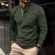 Men’s Long Sleeve Polo Shirt | Half-Button Placket | Smart Casual Style | Lightweight Layer