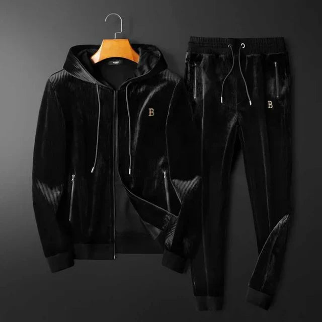 Men’s Two-Piece Tracksuit Set with Hooded Jacket | Casual Sports Jogger Outfit