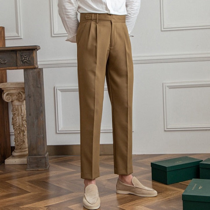 Men’s Old Money Tailored Trousers | Pleated Design | Straight-Leg Fit | Classic Elegance