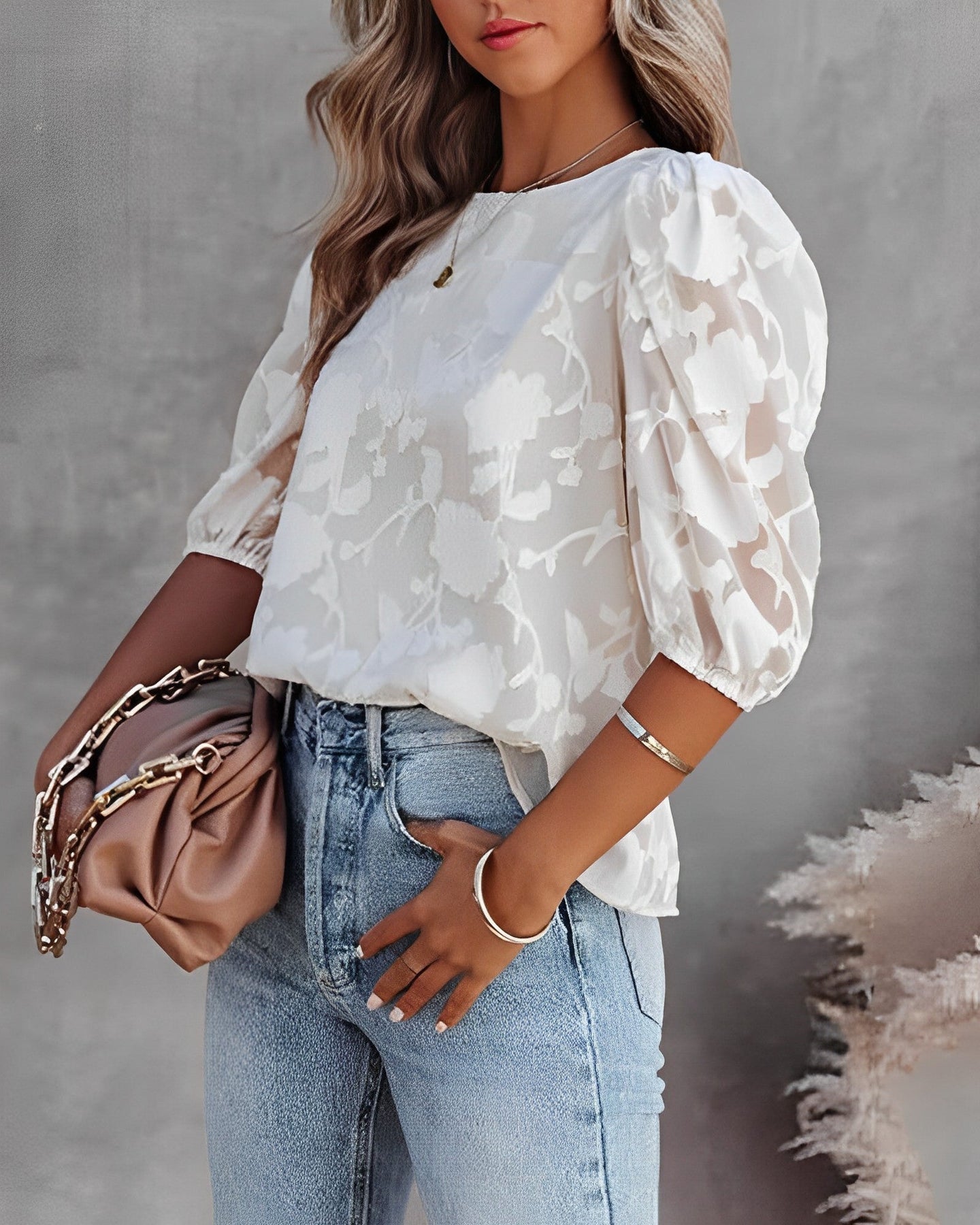 Puff Sleeve Blouse for Women | Mandarin Collar | Loose Fit | Elegant Everyday Top