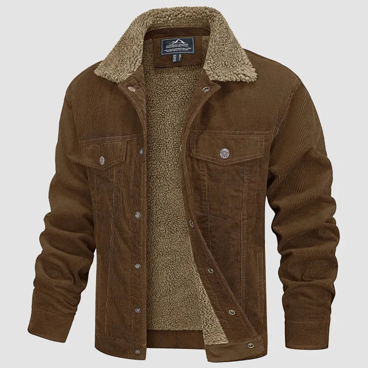 Men’s Corduroy Jacket | Button-Up Front | Warm Sherpa Lining | Casual Autumn Outerwear