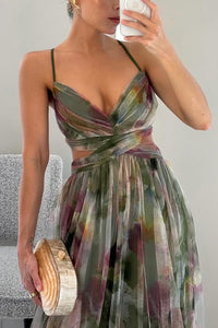 Women’s Elegant V-Neck Maxi Dress with Flowing Silhouette | Wedding Guest & Evening Dress
