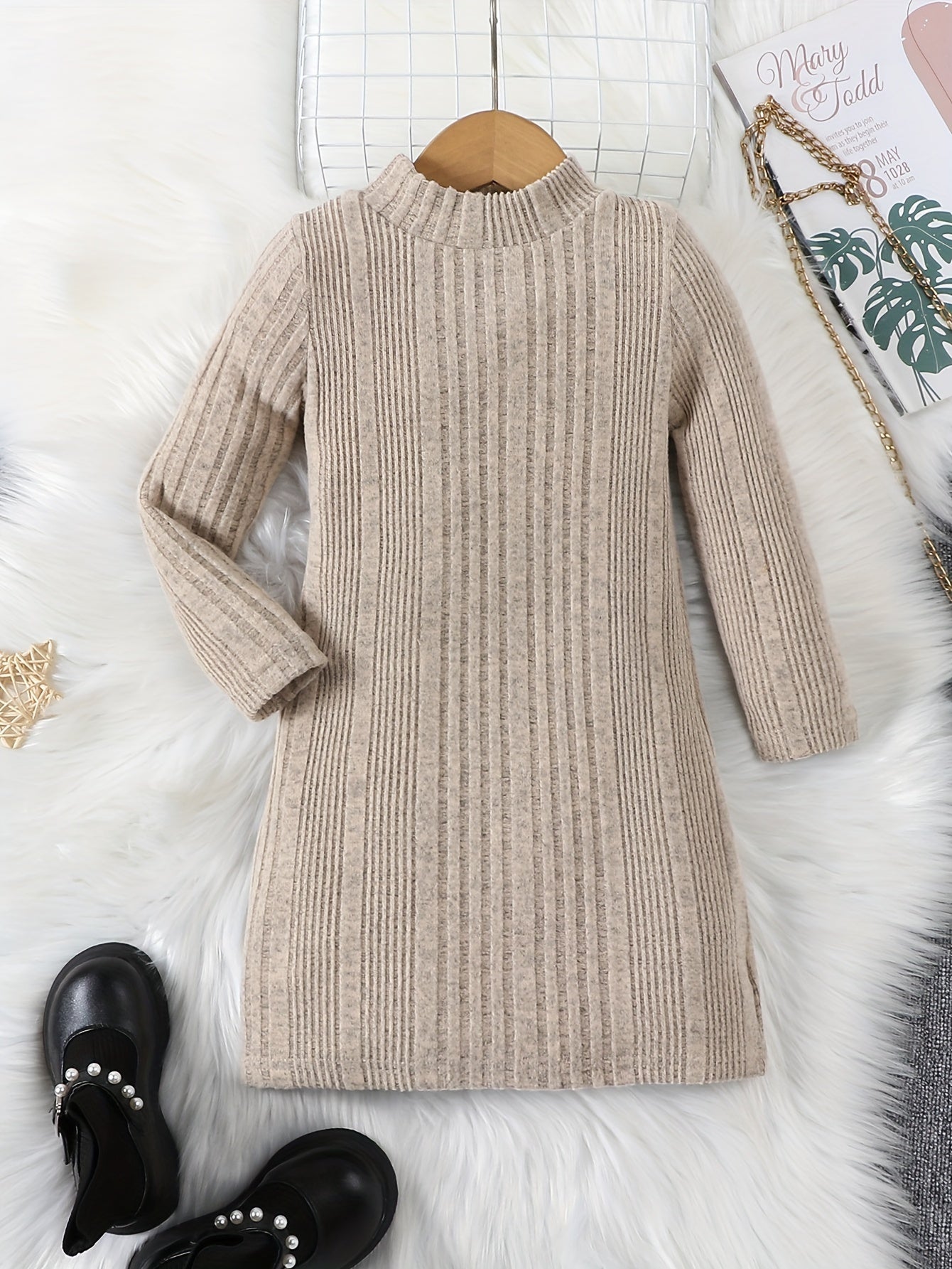 Girls’ Long Knit Sweater in Casual Winter Style | Warm Kids’ Jumper
