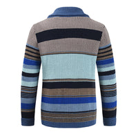 Men’s Knitted Cardigan with Lapel Collar in Colourblock Style | Smart Casual Jumper