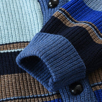 Men’s Knitted Cardigan with Lapel Collar in Colourblock Style | Smart Casual Jumper