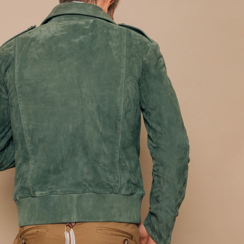 Men’s Suede Bomber Jacket in Vintage Style | Smart Casual Winter Coat
