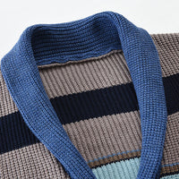 Men’s Knitted Cardigan with Lapel Collar in Colourblock Style | Smart Casual Jumper