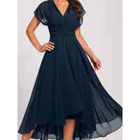 Women’s Flared Formal Midi Dress with V-Neckline | Wedding Guest & Evening Dress