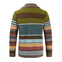 Men’s Knitted Cardigan with Lapel Collar in Colourblock Style | Smart Casual Jumper