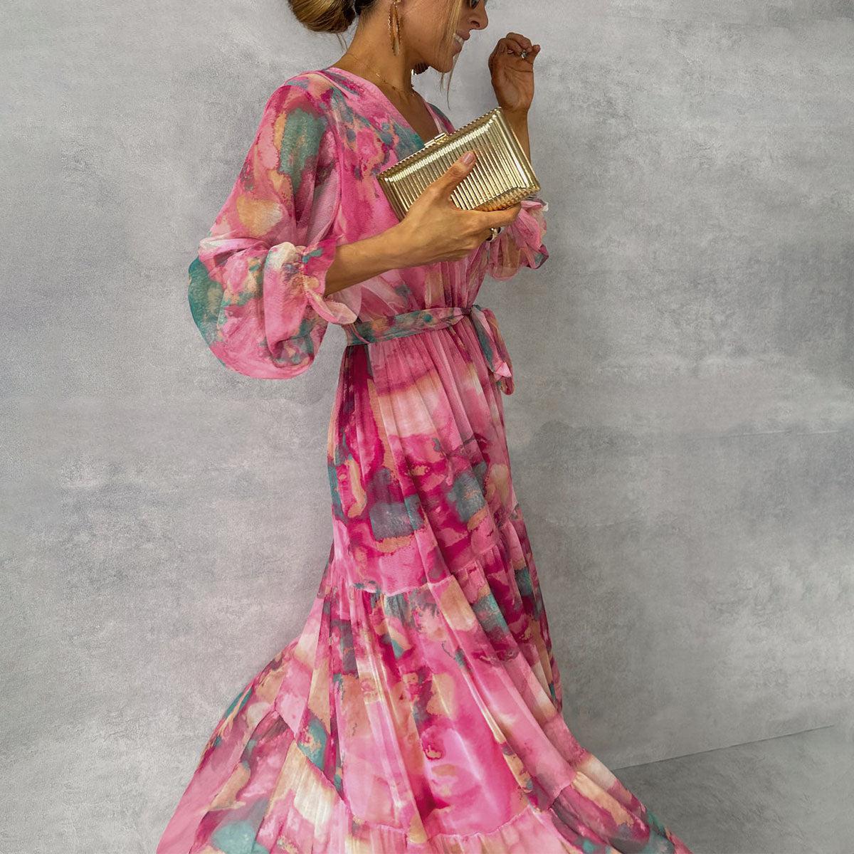 Amira | Floral Wrap Maxi Dress with Long Sleeves | Spring & Summer Outfit