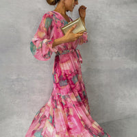 Amira | Floral Wrap Maxi Dress with Long Sleeves | Spring & Summer Outfit