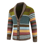 Men’s Knitted Cardigan with Lapel Collar in Colourblock Style | Smart Casual Jumper