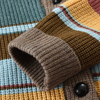 Men’s Knitted Cardigan with Lapel Collar in Colourblock Style | Smart Casual Jumper