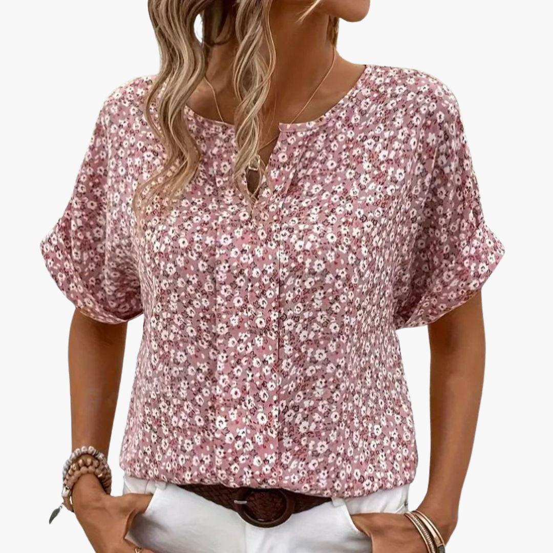 Vintage Floral Blouse | V-Neck Style | Lightweight Fit | Feminine Look