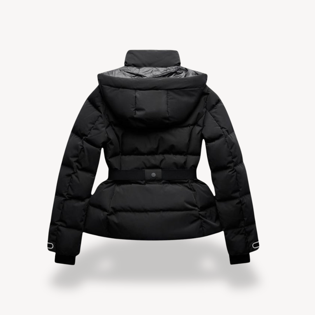 Women’s Black Puffer Jacket | Belted Winter Coat | Water-Resistant Outerwear | Insulated Warmth
