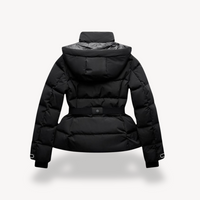 Women’s Black Puffer Jacket | Belted Winter Coat | Water-Resistant Outerwear | Insulated Warmth