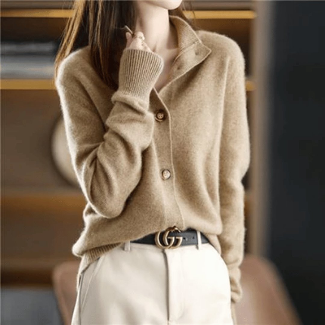 Button-Up Cardigan | Half-High Neck | Soft Warm Layer | Autumn Knitwear