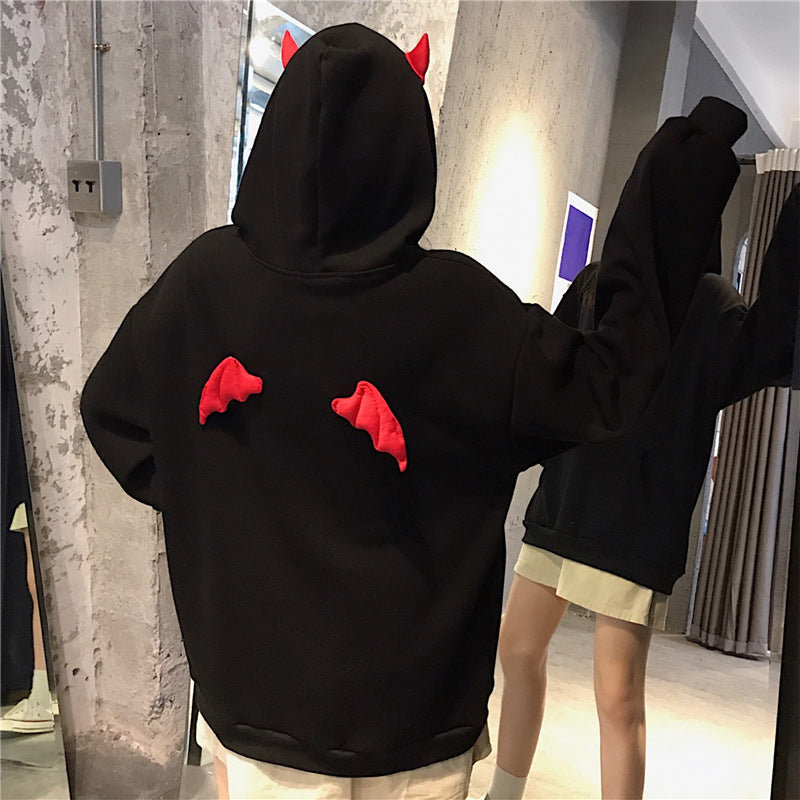 Women’s Black Hoodie with Wing Detail | Casual Oversized Ladies Sweatshirt