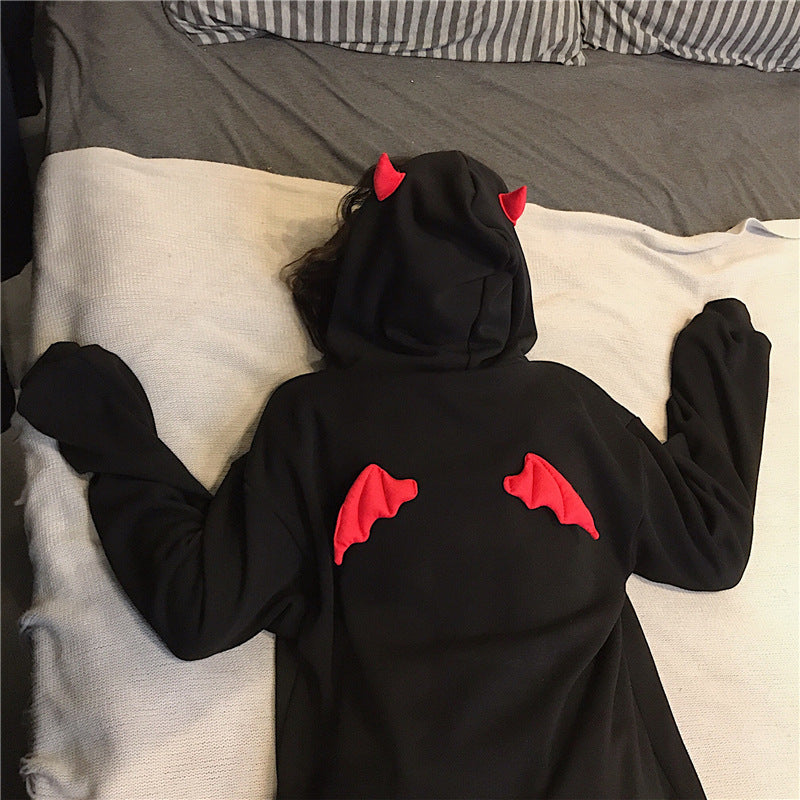 Women’s Black Hoodie with Wing Detail | Casual Oversized Ladies Sweatshirt