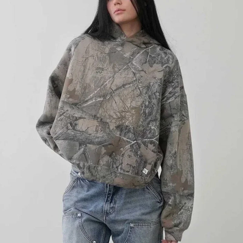Women’s Camouflage Pullover in Grey Oversized Fit | Ladies Casual Jumper