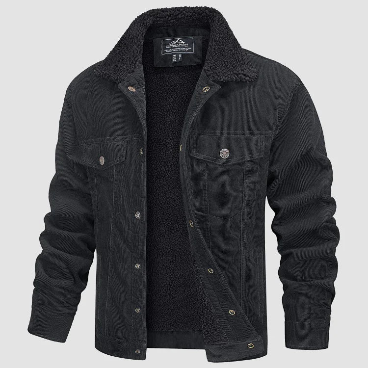 Men’s Corduroy Jacket | Button-Up Front | Warm Sherpa Lining | Casual Autumn Outerwear