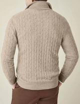 Men’s Cable Knit Jumper | Quarter Zip Sweater | Funnel Neck | Warm Winter Layer