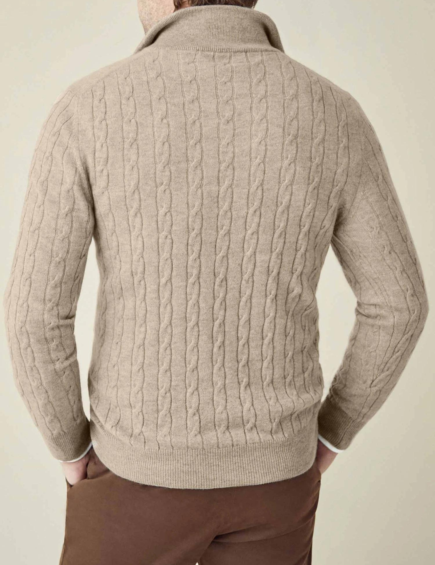 Men’s Cable Knit Jumper | Quarter Zip Sweater | Funnel Neck | Warm Winter Layer