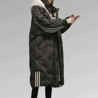 Women’s Long Quilted Jacket with Hood | Warm Padded Winter Coat
