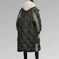 Women’s Long Quilted Jacket with Hood | Warm Padded Winter Coat