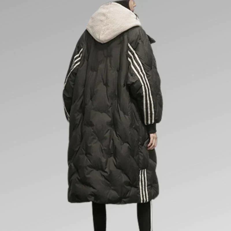 Women’s Long Quilted Jacket with Hood | Warm Padded Winter Coat