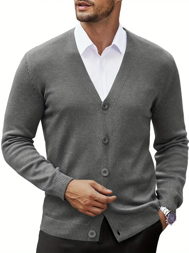 Men’s Button Up Cardigan | Lightweight Knitwear | V-Neck Jumper | Autumn Layer