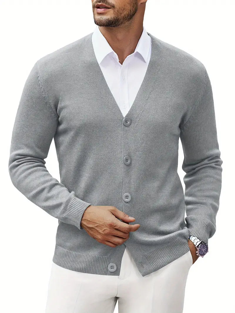 Men’s Button Up Cardigan | Lightweight Knitwear | V-Neck Jumper | Autumn Layer