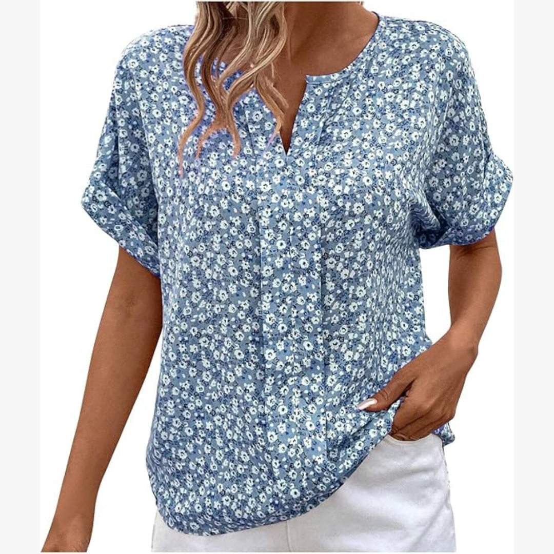 Vintage Floral Blouse | V-Neck Style | Lightweight Fit | Feminine Look