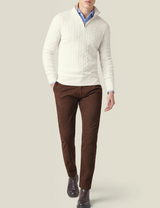 Men’s Cable Knit Jumper | Quarter Zip Sweater | Funnel Neck | Warm Winter Layer