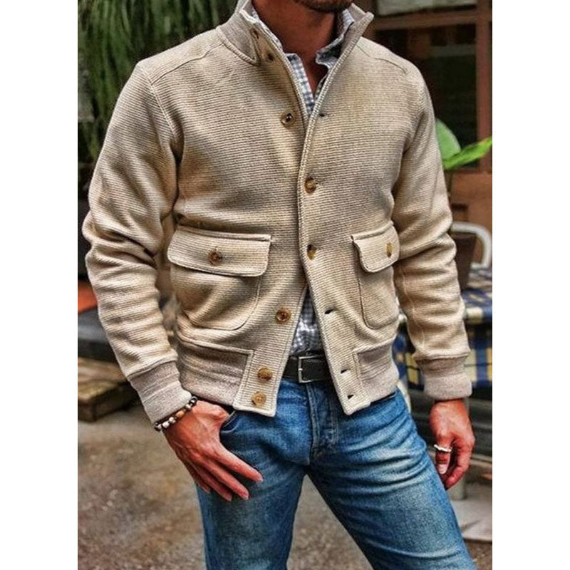 Men’s Stand Collar Turtleneck Jacket | Single-Breasted Smart Casual Coat