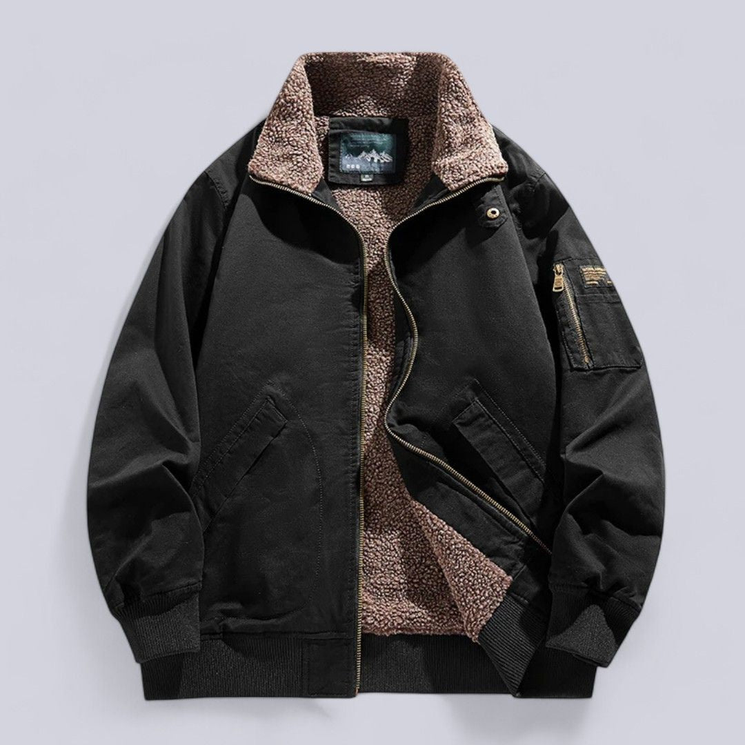 Men’s Wool Lined Winter Jacket with Zipper Closure | Warm Rugged Outdoor Coat