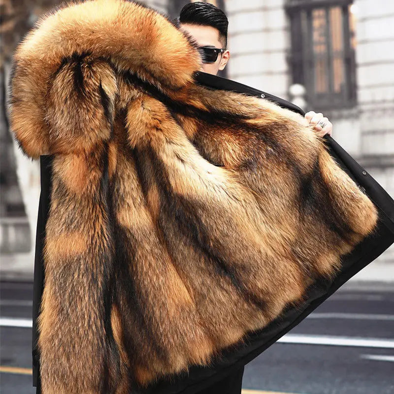 Men’s Long Winter Coat with Fleece Collar | Warm Waterproof Jacket