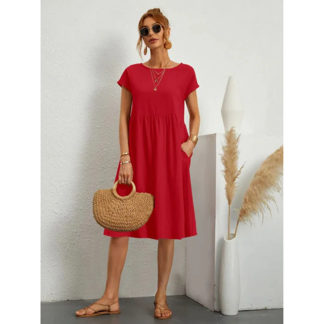 Elegant Summer Dress | Short Sleeve | Midi Length