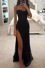 Aurelia | Sequin Corset Maxi Dress with Side Slit | Formal Eveningwear