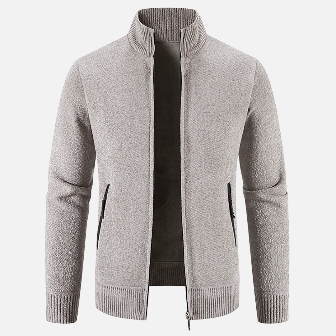 Men’s Zip-Up Knit Jacket | Ribbed Cuffs | Warm Autumn Layer | Smart Casual Knitwear