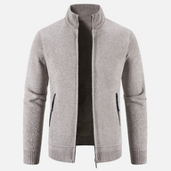 Men’s Zip-Up Knit Jacket | Ribbed Cuffs | Warm Autumn Layer | Smart Casual Knitwear