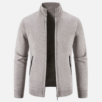Men’s Zip-Up Knit Jacket | Ribbed Cuffs | Warm Autumn Layer | Smart Casual Knitwear