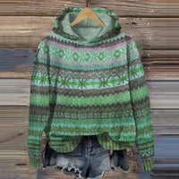 Women’s Fair Isle Hoodie with Winter Knit Pattern | Warm Ladies Jumper